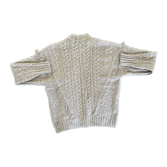 Fringe Cable-knit Crewneck Sweater in Grey - Picture 2 of 4